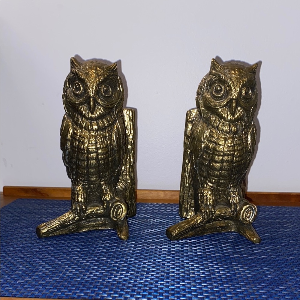 Vintage Heavy Brass Owl bookends